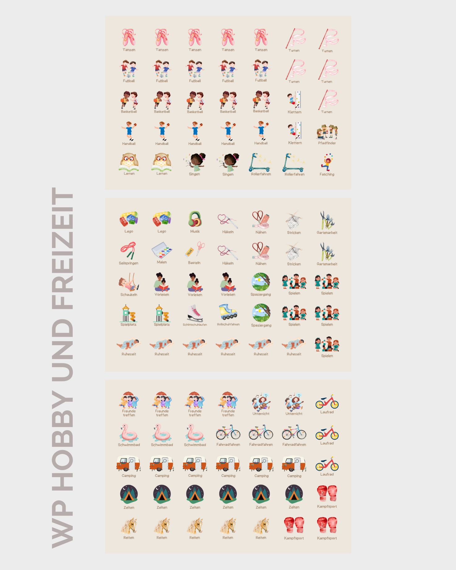 Hobby und Freizeit Wochenplaner